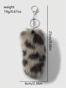 ROMWE Grunge Punk 1 件 Y2K 复古时尚可爱高品质棕色毛绒仿豹纹动物尾巴钥匙扣和钥匙圈，时尚配饰适合女性和女孩，很棒的礼物创意