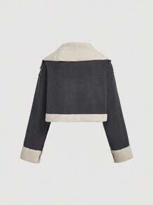 SHEIN MOD Pink Thermal Lined Corduroy Vintage Collar Jacket,Christmas Women Clothes