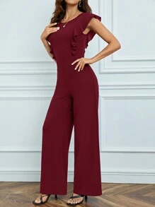 SHEIN Tall Women's Solid Color Sleeveless Casual Jumpsuit