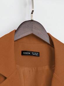 SHEIN Clasi Komplet damski: marynarka + spódnica plisowana - Brązowy - Zobacz 3