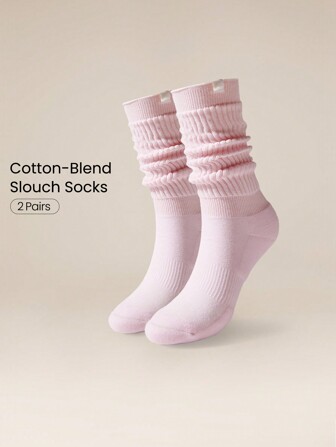  GLOWMODE 2 Pairs Cozy Cotton-Blend Slouch Daily Support Socks Gym