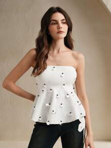 Anewsta Summer Beach Vacation Bright Sequin Decor Tube Top