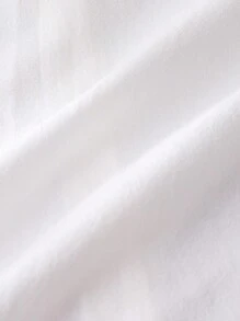 SHEIN Genkimix Kids 1 件年轻女孩纯白色蕾丝边休闲衬衫，干净柔软的荷叶边大领可爱日常衬衫，百搭秋季 - 白色 - 查看 4