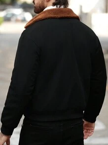 Manfinity Homme Chaqueta casual para hombre con bloque de color en el cuello para otoño/invierno