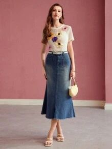 MOTF PREMIUM ÁO PHÔNG TAY NGẮN THÊU HOA, NGÀY VALENTINE - Màu be - Xem 8