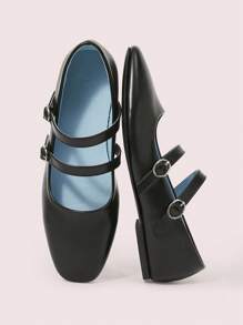 CUCCOO DOLLMOD Square Toe Leopard Print Fashionable Women Flat Shoes Valentine's Day - Black - View 9