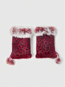 SHEIN SXY 女士简约豹纹手套，日常休闲