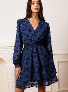 Aveloria Rosie Vestido corto de mujer con mangas de farol y pliegues, de manga larga, para primavera, con temática del Día de San Valentín