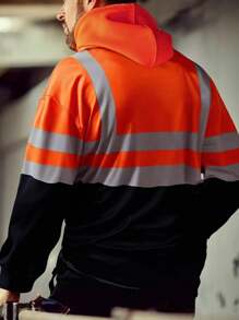 Manfinity Hypemode Men's Autumn Color Block Long Sleeve Casual Hoodie - Orange - View 2