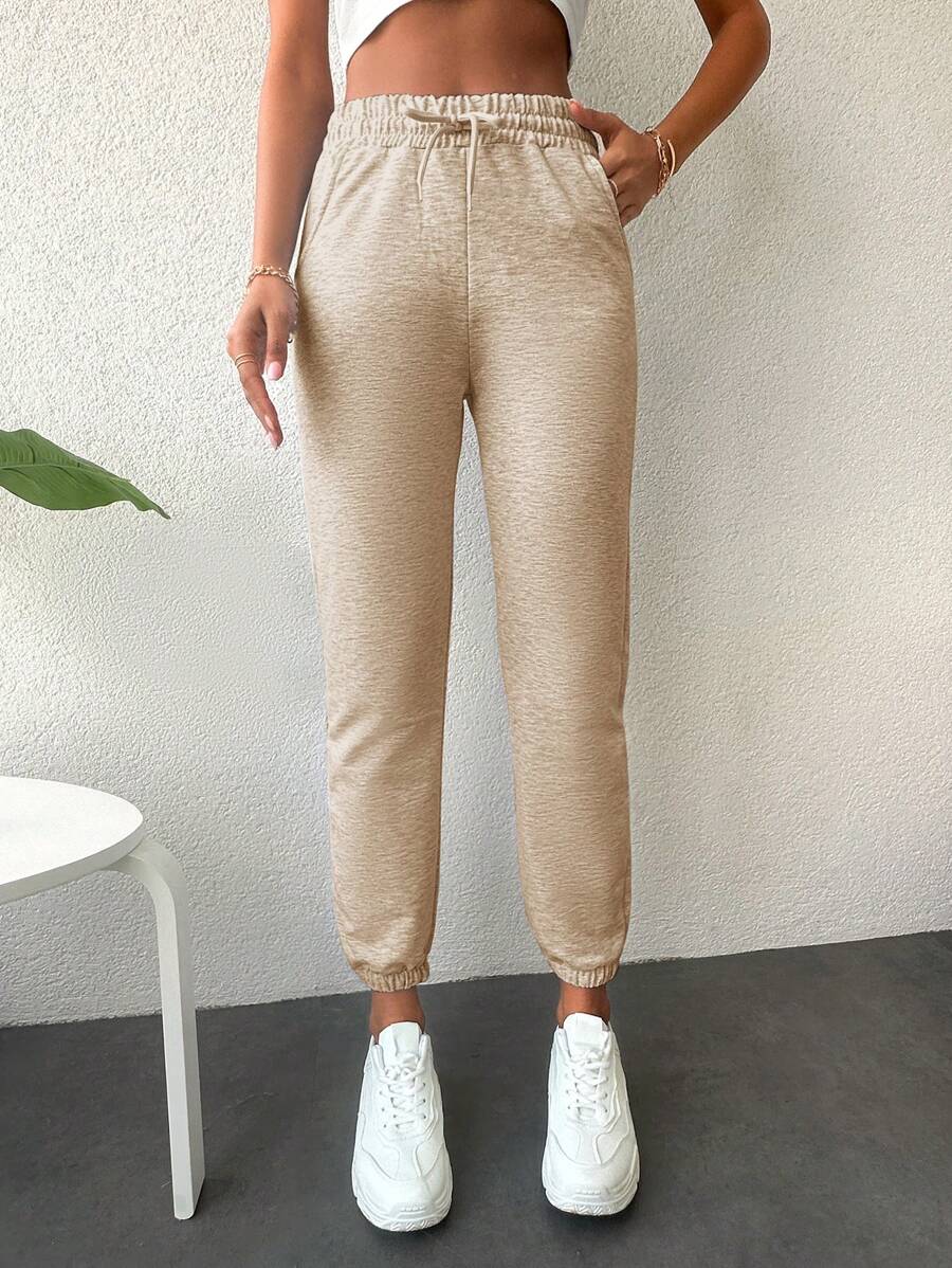 RueChic Women's Sweatpants With Drawstring Waist - Apricot - View 1