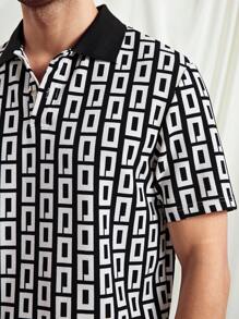 Manfinity ModaGents Men's Loose Knitted Polo Shirt, Long Sleeve, Collared, Suitable For Summer