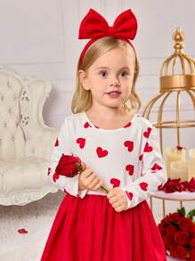 SHEIN Młoda dziewczyna swobodna pasująca matka-córka dzianinowa z okrągłym dekoltem patchworkowa tkana latarnia dolna linia obcisła sukienka dla młodych dziewcząt, elegancka sukienka z długim rękawem, odpowiednia na jesień i zimę, czerwona na Nowy Rok, Walentynki, odzież imprezowa, codzienna odzież do szkoły, sukienka urodzinowa, sukienka księżniczki, mama i córka i siostry pasujące, jesień/zima na sezon powrotu do szkoły