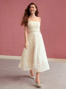 MOTF PREMIUM FLORAL APPLIQUED FLARED SKIRT,VALENTINE'S DAY,SPRING/SUMMER