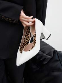 CUCCOO BIZCHIC Pointed Toe Chunky High Heel Casual Women Pumps For Christmas And New Year Holiday Vibe Fall And Winter