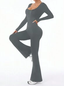 Seamless High Stretch V-Back Butt-Lifting Workout Jumpsuit