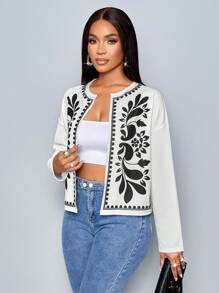 SOLERSUN Women's Winter Coat Elegant Commuting Valentine's Day New Yea Christmas  R Party Valentine's Day Bohemela Winter Jacket Women Coats Positioning Black And White Printing - White - View 5