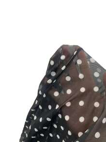 Swim Vcay Summer Clothes Sexy Casual Vacation Polka Dot Print Spaghetti Strap Sheer Maxi Beach Cover Up Dress, For Ladies Summer - Black and White - View 4