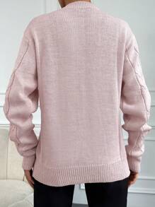 EURMUSE Solid Pointelle Knit Sweater - Dusty Pink - View 2