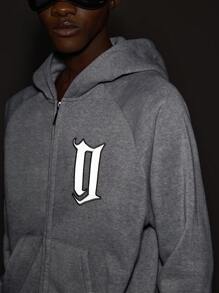 NEON BLANC Sudadera con capucha gris de estilo urbano para hombre con letra reflectante, para otoño e invierno - Gris Claro - Ver 5