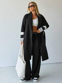 Hanevo Women's Solid Color Casual Long Windbreaker Overcoat, Autumn/Winter Fall Cloth For Women - Black - View 4