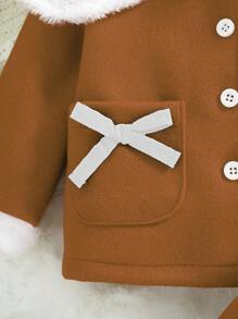 Baby Girl Holiday Plush Shawl & Mini Skirt Set - Brown - View 5