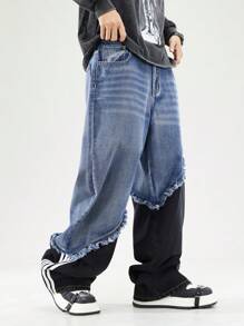 ROMWE MEN Grunge Punk Herren Lässig Denimjeans, einfach und modisch für den täglichen Gebrauch - Blau - Übersicht 4