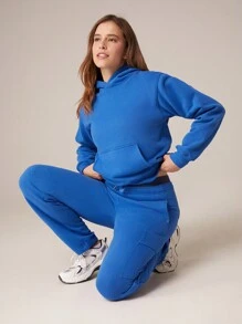 GLOWMODE Everyday Fleece Basic Kangaroo Pocket Hoodie - Blue - View 7