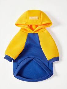 PETSIN 1pc Casual Yellow & Blue Colorblock Raglan Sleeve Pet Hoodie Sweatshirt, Suitable For Dogs - Multicolor - View 6