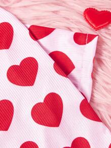 PETSIN 1pc Valentine's Day Dog T-Shirt, Pink With Red Heart Print, Stretchy High Neck, Comfortable Casual Pet Clothing - Multicolor - View 7