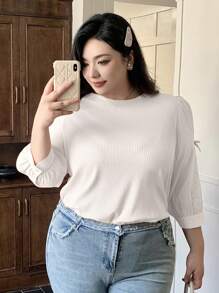 Dazy Plus Plus Size Women's Material Patchwork Bowknot 3/4 Sleeve Blouse, Spring Summer Autumn - White - View 5