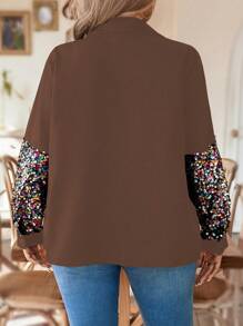 Calvaya Plus Size Simple Casual Everyday Shirt Fall Cloth For Women - Brown - View 2