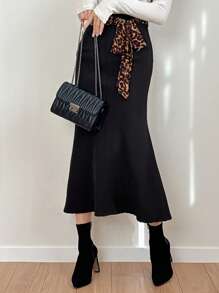 DAZY Women's Spring & Summer Valentine's Day, Chinese New Year Skirt Leopard Print - Black - View 7