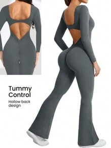 Seamless High Stretch V-Back Butt-Lifting Workout Jumpsuit