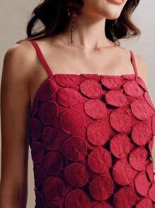 Anewsta Vestido corto de mujer de encaje angora disolvible en punto, rojo y burdeos, para primavera/verano - Burdeos - Ver 4