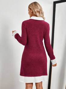 EMERY ROSE Vestido gris con bloques de color y ribetes blancos para oficina, vestimenta de oficina, vestido informal para mujer de negocios, vestido mini para mujer