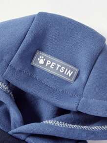 1 pieza Sudadera con capucha para mascotas de PETSIN en diseño de mangas raglán en bloques de color azul marino, rosa, azul y verde fluorescente, ropa casual para mascotas - Multicolor - Ver 6