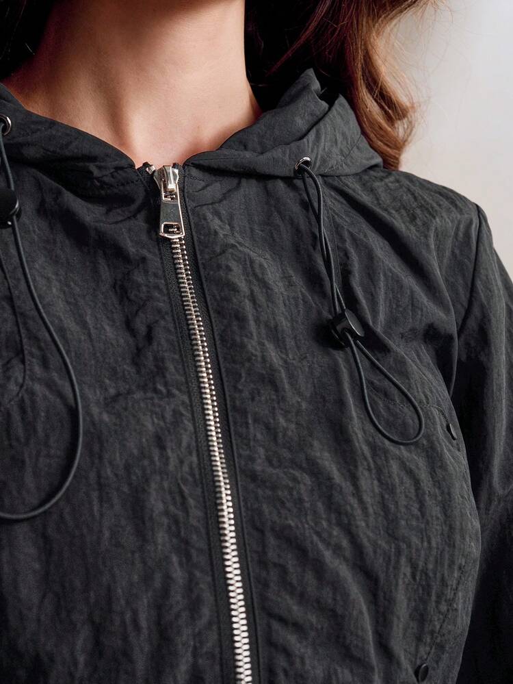 Fashionable Sporty Casual Black Hoodie And Skirt 2pcs Suit For Women