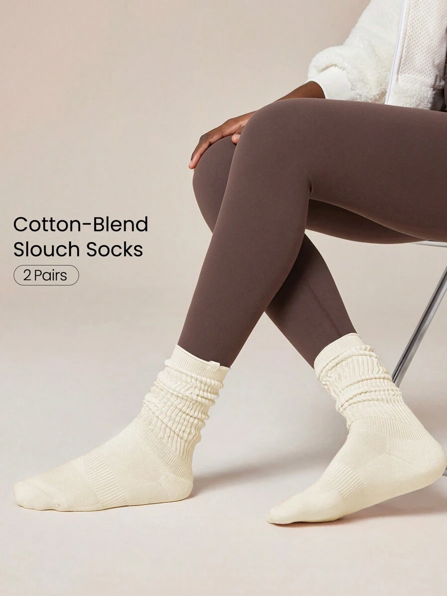 GLOWMODE Cozy Cotton-Blend Slouch Daily Support Socks - Beige - View 1
