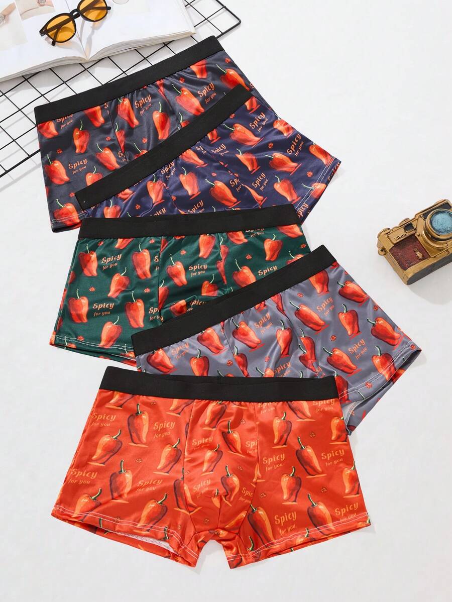 4pcs/Pack Men's Solid Color Patchwork Casual Boxer Briefs - Multicolor - View 1