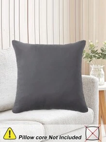 4 件套格子枕套，隐形拉链，柔软现代风格，适用于客厅、卧室、沙发装饰，可机洗，通过 Oeko-Tex 认证 - 深灰色 - 查看 4