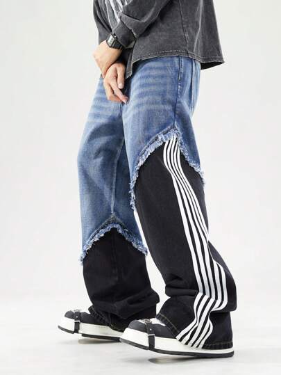 Prep بنطلون جينز كاجوال للرجال بتصميم بسيط وأنيق للارتداء اليومي