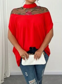 SHEIN Unity 大码拼色立领简约休闲衬衫，日常穿着，适合夏季