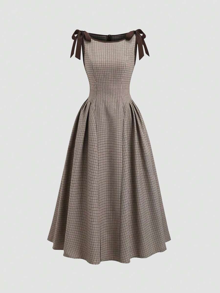 SHEIN PETITE Sukienka Petite Women Elegancka, Kontrastowa Kolorystyka Minimalistyczna, Ściągana Talia, Dopasowana