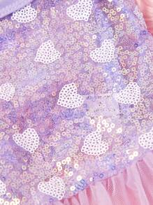 PETSIN 1 件宠物通用情人节紫心亮片网眼公主裙狗狗服装