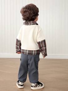 2pcs/Set Baby Boy 2 In 1 Long Sleeve Shirt Outfit Including 1 Shirt And 1 Pants, Suitable For Outdoor Play In Autumn/Winter - Multicolor - View 2