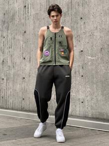 Manfinity VCAY Gilet casual intrecciato da uomo, stile cargo urbano, adatto come regalo per amici, mariti, fidanzati, per l'autunno e l'inverno