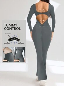 Seamless High Stretch V-Back Butt-Lifting Workout Jumpsuit