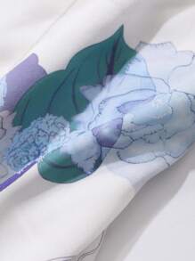 DAZY Robe mi-longue à bretelles fines imprimée florale pour femmes - Bleu azur - Voir 11