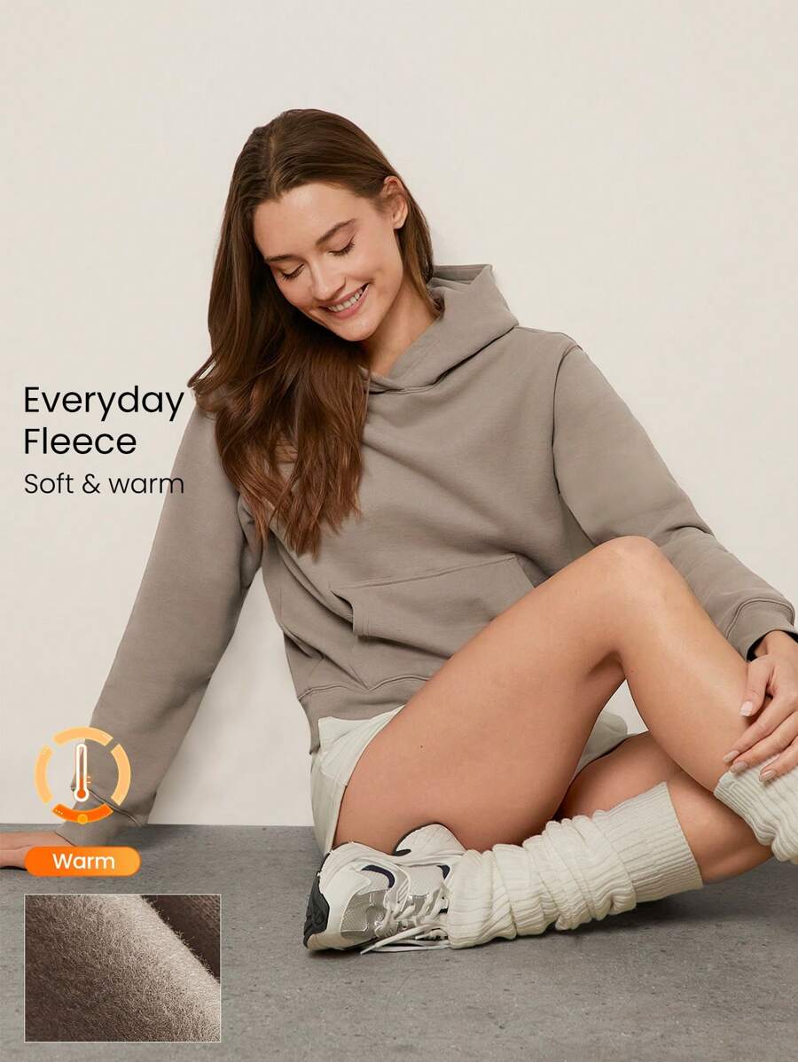 GLOWMODE Everyday Fleece Basic Kangaroo Pocket Hoodie - Khaki - View 1