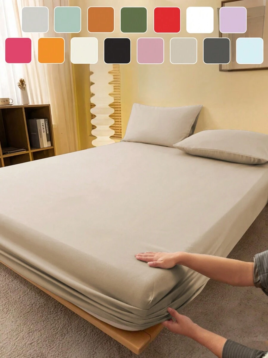 Bộ ga trải giường kaki 2/3 món (1 ga trải giường + 2 vỏ gối), tấm bảo vệ nệm, bộ ga giường, mềm mại và thoáng khí, phù hợp với giường đơn, đôi, cỡ Queen, King, độ dày ga trải giường lên đến 11,8 inch, đồ dùng gia đình. - Màu Khaki - Xem 1